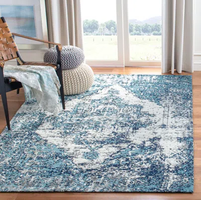 Safavieh Classic Vintage Machine Made Area Rug, Blue / Ivory Transitional Style Easy Care