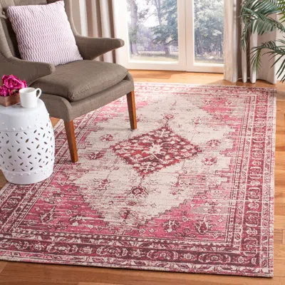 Safavieh Classic Vintage Machine Made Area Rug, Fuchisa Traditional Style Easy Care In Pink