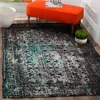 Safavieh Classic Vintage Machine Made Area Rug, Navy / Teal Traditional Style Easy Care In Gray
