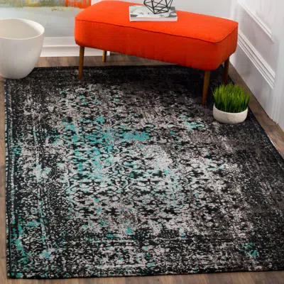 Safavieh Classic Vintage Machine Made Area Rug, Navy / Teal Traditional Style Easy Care In Gray