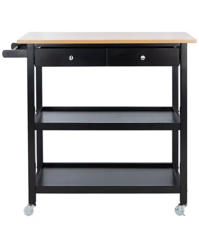 Safavieh Cohyn Black 2 Drawer 2 Shelf Kitchen Cart In Natural