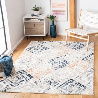 Safavieh Coppertone Machine Made Area Rug, Ivory / Navy Contemporary Style Easy Care
