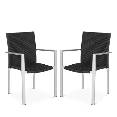 Safavieh Cordova Indoor/outdoor Stacking Arm Chairs, Set Of 2 In Black