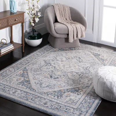 Safavieh Cosmopolitan Machine Made Area Rug, Cream / Blue Traditional Style Easy Care In Gray