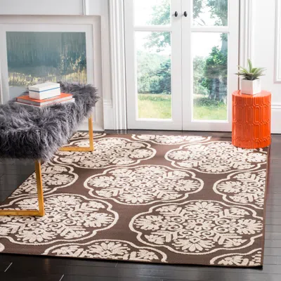 Safavieh Cottage Machine Made Indoor/outdoor Area Rug, Brown / Beige Traditional Style Easy Care