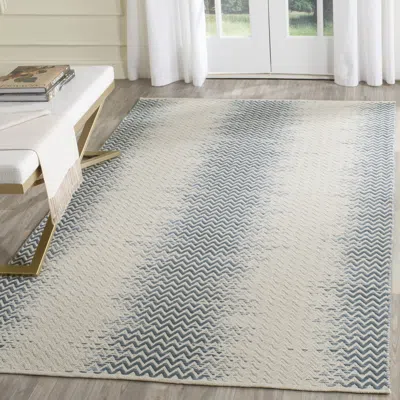 Safavieh Cotton Kilim Hand Made Area Rug, Blue / Ivory Contemporary Style Non-shedding In Gray