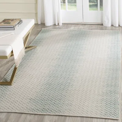 Safavieh Cotton Kilim Hand Made Area Rug, Light Green / Ivory Contemporary Style Non-shedding In Blue