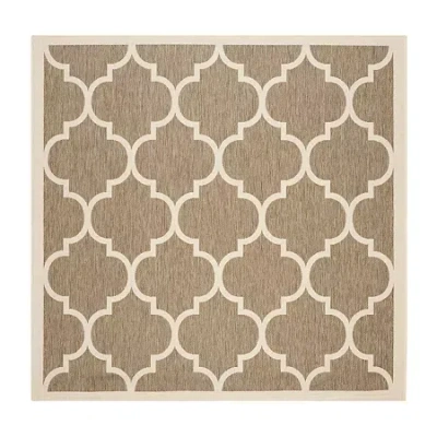 Safavieh Courtyard Collection Amias Geometric Indoor/outdoor Square Area Rug In Brown