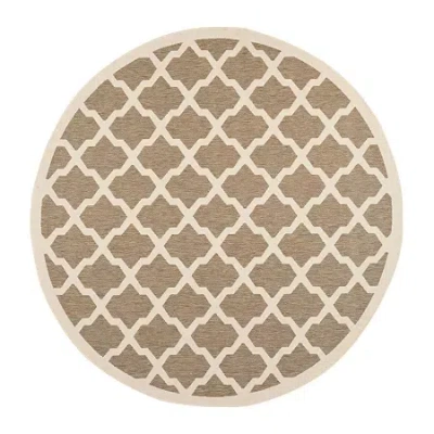 Safavieh Courtyard Collection Bailey Geometric Indoor/outdoor Round Area Rug In Brown