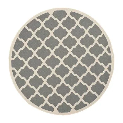 Safavieh Courtyard Collection Bailey Geometric Indoor/outdoor Round Area Rug In Black