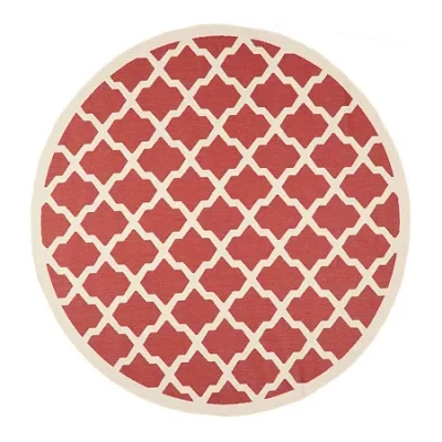 Safavieh Courtyard Collection Bailey Geometric Indoor/outdoor Round Area Rug In Red