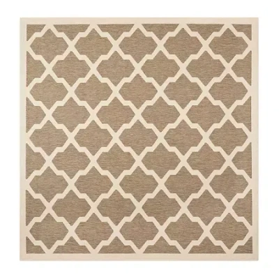 Safavieh Courtyard Collection Bailey Geometric Indoor/outdoor Square Area Rug In Brown