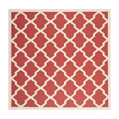 Safavieh Courtyard Collection Bailey Geometric Indoor/outdoor Square Area Rug In Red