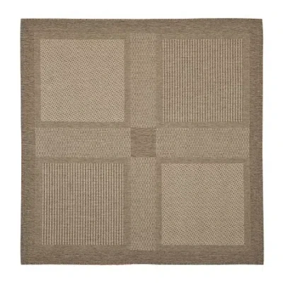 Safavieh Courtyard Collection Bronagh Geometric Indoor/outdoor Square Area Rug In Brown