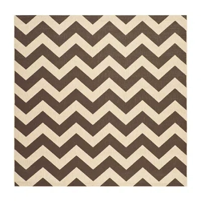 Safavieh Courtyard Collection Cennetig Chevron Indoor/outdoor Square Area Rug In Brown
