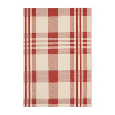Safavieh Courtyard Collection Cori Plaid Indoor/outdoor Area Rug In Red
