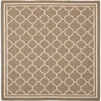Safavieh Courtyard Collection Crispian Geometric Indoor/outdoor Square Area Rug In Brown