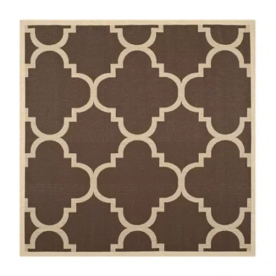 Safavieh Courtyard Collection Gina Geometric Indoor/outdoor Square Area Rug In Brown