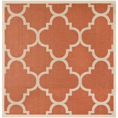 Safavieh Courtyard Collection Gina Geometric Indoor/outdoor Square Area Rug In Orange