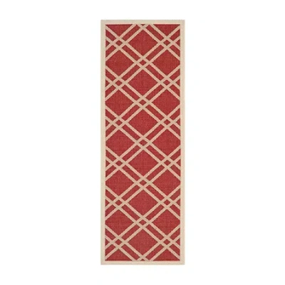 Safavieh Courtyard Collection Hannah Geometric Indoor/outdoor Runner Rug In Red