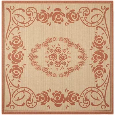 Safavieh Courtyard Collection Kalya Floral Indoor/outdoor Square Area Rug In Red