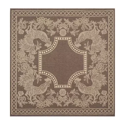 Safavieh Courtyard Collection Kestrel Oriental Indoor/outdoor Square Area Rug In Brown