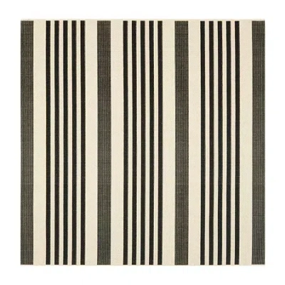 Safavieh Courtyard Collection Santos Stripe Indoor/outdoor Square Area Rug In Black