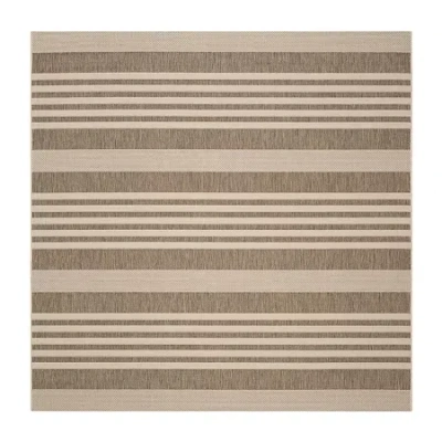 Safavieh Courtyard Collection Santos Stripe Indoor/outdoor Square Area Rug In Brown