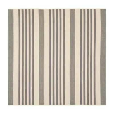 Safavieh Courtyard Collection Santos Stripe Indoor/outdoor Square Area Rug In Gray