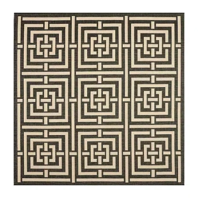 Safavieh Courtyard Collection Varvara Geometric Indoor/outdoor Square Area Rug In Black