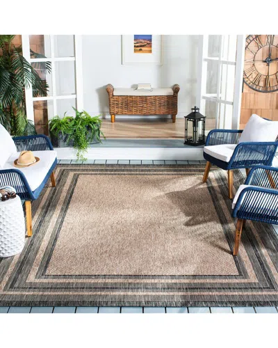 Safavieh Courtyard Duneblack Power-loomed Indoor/outdoor Rug In Brown