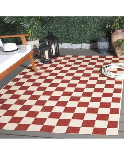 Safavieh Courtyard Gridora Power-loomed Indoor/outdoor Rug In Red