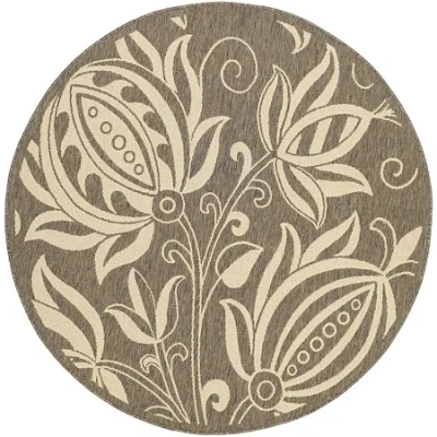 Safavieh Courtyard Legacy Indoor/outdoor 5'3" Round Rugs In Brown