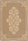 Safavieh Courtyard Machine Made Indoor/outdoor Area Rug, Brown / Creme Traditional Style Easy Care In Brown