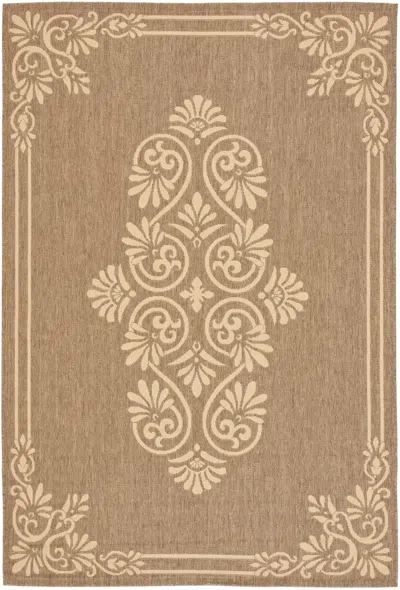 Safavieh Courtyard Machine Made Indoor/outdoor Area Rug, Brown / Creme Traditional Style Easy Care