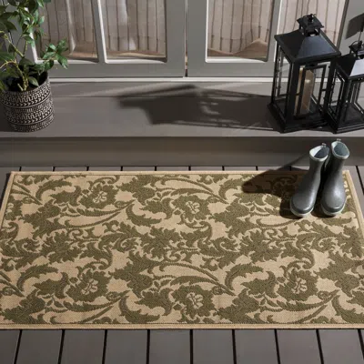 Safavieh Courtyard Machine Made Indoor/outdoor Area Rug, Cream / Green Traditional Style Easy Care