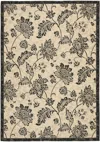 Safavieh Courtyard Machine Made Indoor/outdoor Area Rug, Creme / Black Country Floral Style Easy Care In Black