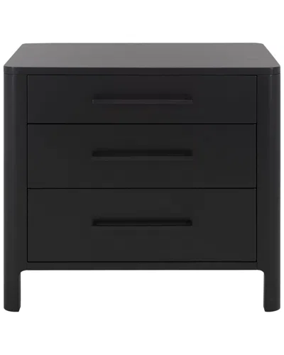 Safavieh Couture Abbiava 3 Drawer Wood Nightstand In Black