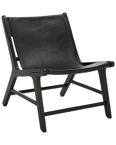 Safavieh Couture Alanarose Leather Accent Chair In Black