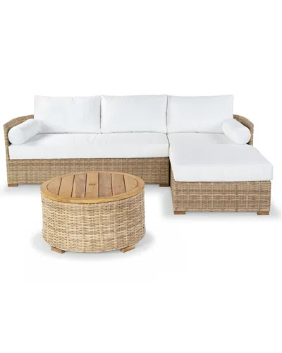 Safavieh Couture Anguilla Wicker Storage Outdoor Coffee Table In Brown