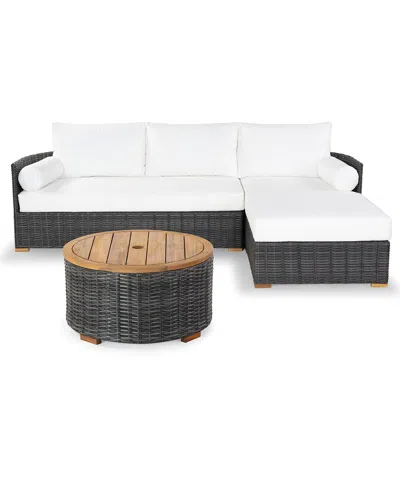 Safavieh Couture Anguilla Wicker Storage Outdoor Coffee Table In Grey