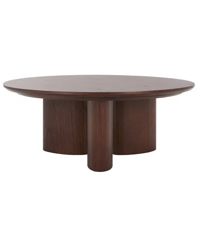 Safavieh Couture Barnard Round Wood Coffee Table Sfv1703b In Brown