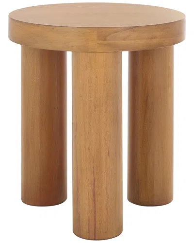 Safavieh Couture Bary Round 3 Leg Wood Accent Table In Brown