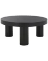 Safavieh Couture Bary Round 3 Leg Wood Coffee Table In Black