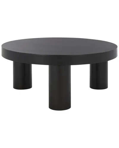 Safavieh Couture Bary Round 3 Leg Wood Coffee Table In Black