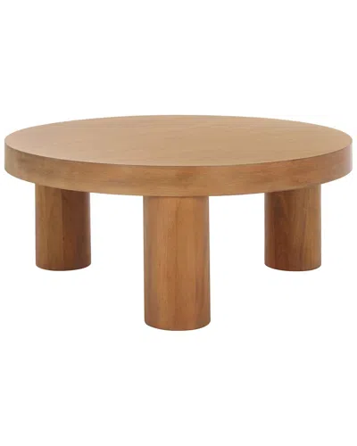 Safavieh Couture Bary Round 3 Leg Wood Coffee Table In Brown