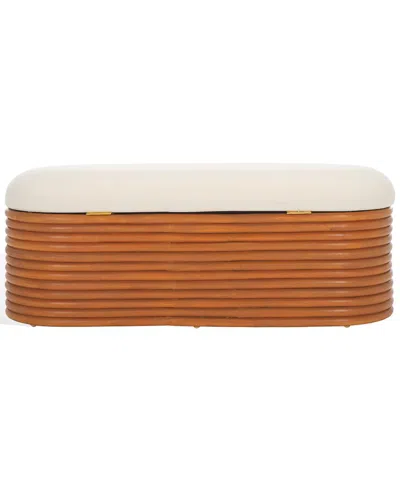 Safavieh Couture Bayard Rattan Storage Bench In Brown