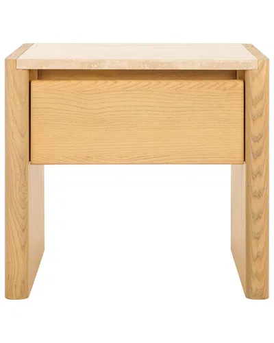 Safavieh Couture Bellarose Travertine Nightstand In Brown