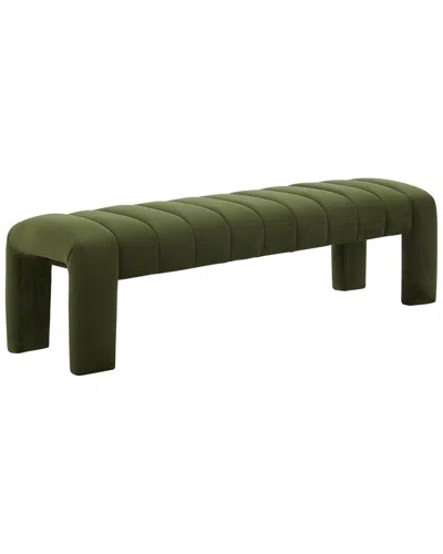 Safavieh Couture Bellissima Channel Tufted Bench In Green
