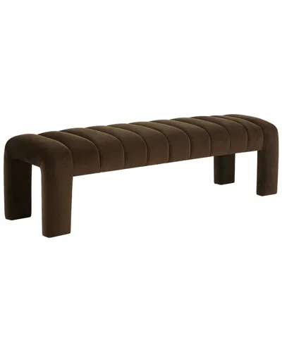 Safavieh Couture Bellissima Channel Tufted Bench In Brown